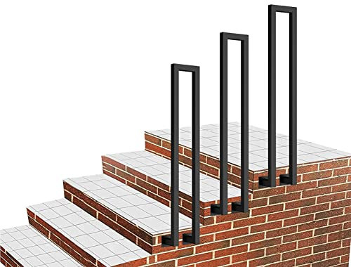OTOEKO Übergangshandläufe für Trittstufen im Außenbereich |U-förmige schmiedeeiserne Geländerhalterungen |Handlaufpfosten für Betonstufen und Holzstufen, schwarz (Size : 100cm)