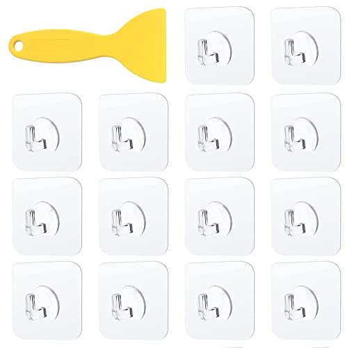 Znamhee 20 Stück Magische Haken, Magischer Haken Transparente, Klebehaken Haken Selbstklebend mit Schaber, Ohne Bohren, für Küche, Bad, Toilette Türwand