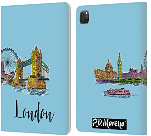 Head Case Designs Licenciado Oficialmente P.D. Moreno London Bocetos De La Ciudad Carcasa de Cuero Tipo Libro Compatible con Apple iPad Pro 11 2020/2021 / 2022