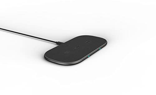 Rapoo XC260 kabelloses 2x10W Induktionsladegerät für Smartphone, Ladegerät für iOS und Android (z.B. iPhone, AirPod, Samsung), flach, Qi-Laden, Schnellladen, Überladeschutz, grau