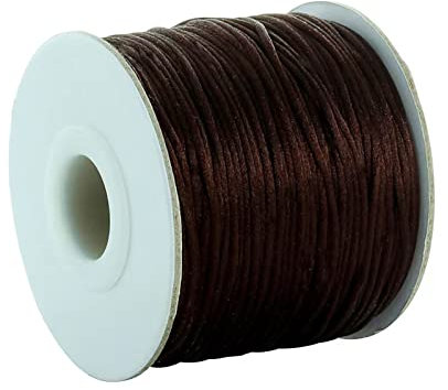 80 Yards 1.5mm Brown Rattail Satin Nylon Trim Silk Cord Beading String Chinese Knotting Cord Macrame Thread Cord for Necklace Bracelet Braided Jewelry Making