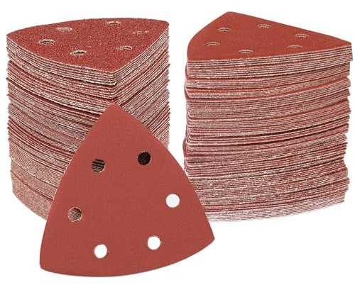STEBRUAM Deltaschleifer Schleifpapier Dreieckschleifer,70 Stück Delta Schleifpapier Klett Schleifpapier 320 Körnungen für Schleifdreiecke 93x93x93mm