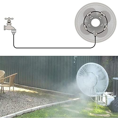 Outdoor Misting Cooling System, Portable Mist Fan Ring with 16.5ft Misting Line Fan Misting Kit, for Cooling Patio Garden Greenhouse(Black,5m)