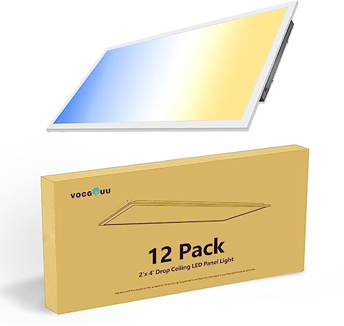 VocgoUU 12 Pack 2x4 LED Flat Panel Lights Drop Ceiling 50W 5500LM 100-277V