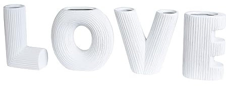 GILDE Deko Vasen Set Love - 4 teiliges Vasenset aus Keramik - Schriftzug Love - Geschenke für Frauen Weihnachten Hochzeit Geburtstag - Farbe: Creme - Höhe 15 cm
