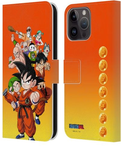 Head Case Designs Officially Licensed Dragon Ball Group Characters Leather Wallet Case Compatible With Apple iPhone 15 Pro Max