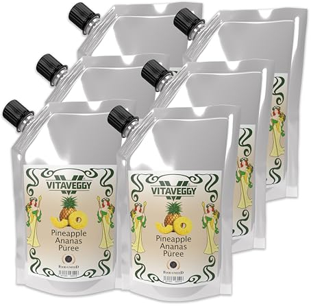 VITAVEGGY ANANAS-PÜREE 1kg Fruchtpüree aus süßer Ananas von Food-United pineapple-puree für Ananas-Saft Ananas-Smoothie Ananas-Cocktails Obstmus Babybrei ohne Aroma- und Konservierungsmittel (1)