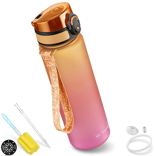 My Vesperbox Minny Kinder-Trinkflasche 500ml – Auslaufsicher & BPA-frei – inkl. Ersatzdichtung, Reinigungsbürste, Fruchtsieb & optionalem Strohhalm – Ideal für Schule, Kindergarten & Sport