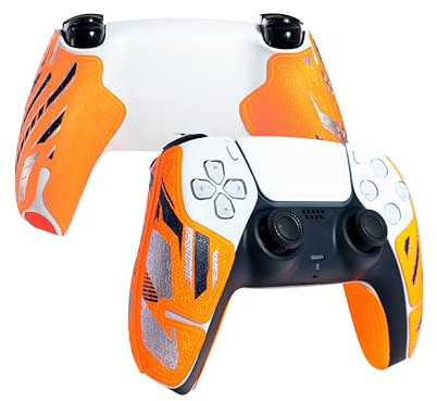 Controller-Griffe für PS5 DualSense, kompatibel mit Playstation Portal, Skin-Kit, Anti-Rutsch, Multi-Textur, Schweißabsorption, vorgefertigte Griffstreifen, von SHADOW BOOLT (Orange, Blau & Silber)