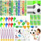 PIWOSGOL Fußball Party Mitgebsel Kinder, 74 Stück Fußball Give Aways Spielzeug Kindergeburtstag, Party Gastgeschenke Schnapparmbänder Schlüsselanhänger Tattoo Geschenk Taschen Kinder Mädchen Jungen