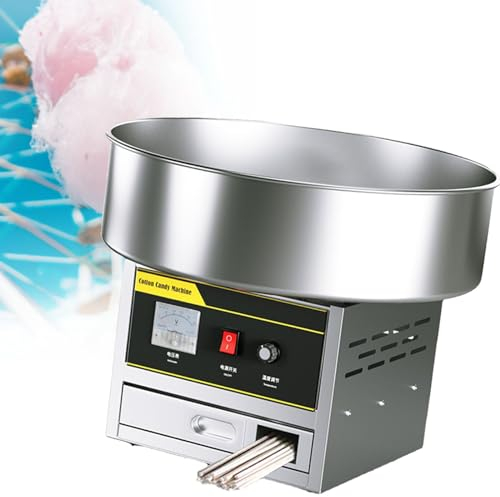 SACLMD Commercial Cotton Candy Machine,Professional Cotton Candy Maker,Professional Cotton Candy Machine Electric Cotton Candy Makers,Candy Floss Maker,Silver-110V