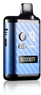 Anix Virgo Portable Dry Herb Vaporiser, Ceramic Heating Chamber, USB-C Fast Charging, 1300mAh Battery, OLED Screen (No Nicotine) (Blue)