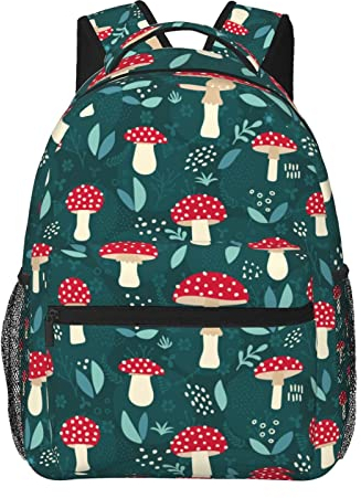 Niedlicher roter Pilz-Rucksack mit weißen Punkten, stilvoller lässiger Rucksack für Damen, personalisierbarer Laptop-Rucksack mit mehreren Taschen, Computer-Tagesrucksack für Arbeit, Geschäftsreisen,