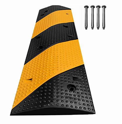 Nisorpa Rubber Speed Bump 40 Heavy Duty Traffic Speed Humps Ramps Road Bumps 15000lbs Load Capacity Wear-resistant Driveway Bumper for School Parking Lot Entrance 100 x 30 x 4cm - Yellow & Black