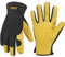 HandLandy Men's Leather Utility Gardening Gloves, Dexterity & Breathable Construction Gloves for Garden & Building Work (Yellow-Black, M)