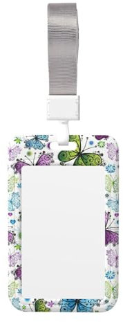 SSGVLPTO Schlüsselband mit buntem Schmetterlings-Aufdruck, Schlüsselband, für Krankenschwestern, Lehrer und Sicherheitspersonal, Weiß