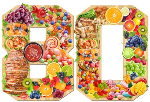 KAMUFU 80 Charcuterie Board, Number Charcuterie Board Box Charcuterie Numbers Fillable Food for Cookies Fruit Cheese Board Decorative Platter for 80th Birthday Anniversary Party Decorations