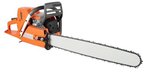 Xlsdlvcnxz Motosierra de gas de 24 pulgadas, 72 cc, motosierra de mano inalámbrica de 2 tiempos, motosierras de un solo cilindro para árboles, granjas, jardines, pastos, corte de bosque, color naranja