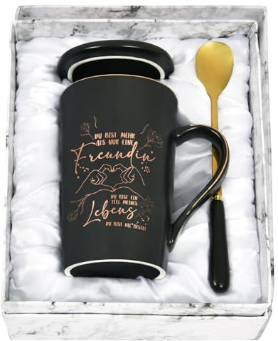 Joymaking Beste Freundin Geschenke Kaffeetasse Geburtstagsgeschenk für Freundin Freundschaftsgeschenke Tasse mit Spruch - Du bist mehr als nur eine Freundin - Freundin Geschenke, 400ml Schwarz