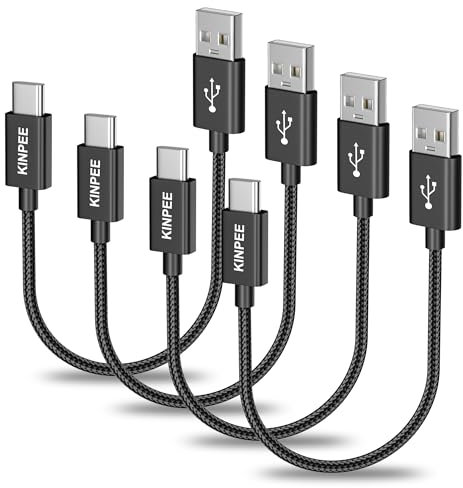 USB C Kabel Kurz [4 Stück 0.2M], Nylon USB A auf USB C Kabel Schnellladekabel Typ C Ladekabel USB C Datenkabel Handy Ladekabel Aufladekabel