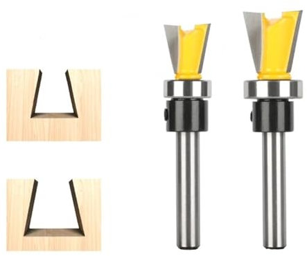 Brocas de cola de milano de 6 mm, 6,35 mm y 8 mm con cojinete inferior for fresadora de carburo for carpintería, fresa frontal de madera(2pcs 6mm Yellow)