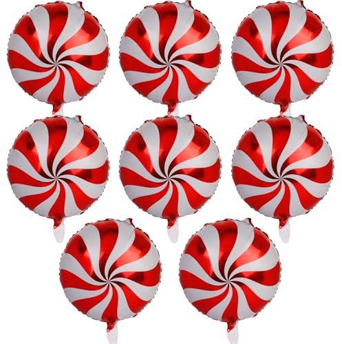 6pcs Globos Grandes Decoración Navidad + Bastones de Caramelo para Hogar Exterior Fiesta Navideña (Estilo B)