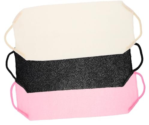 COLLBATH Ergonomische Zurück Ziehen Dusche Scrubber 3 Pack Lange Streifen Badetücher Körper Peeling Luffa