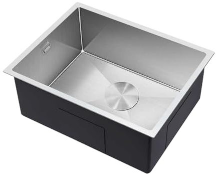 Encimera cocina, Fregadero Cocina en Acero Inoxidable, fregadero grande de un solo cuenco, Fregadero Bajo Encimera o Sobre Encimera, para bar, balcón, bar y cocina(60 * 43cm/23.6 * 16.9in)