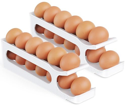 Sotfamily Eierhalter Kühlschrank Organizer, Automatisches Rollen Platzsparend Eier Aufbewahrung, Eierhalter für Kühlschrank, Küche - 2 Stück, Egg Holder