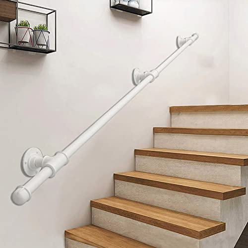 Corrimano moderno per scale in ferro battuto per esterni e interni, colore bianco, 3 m