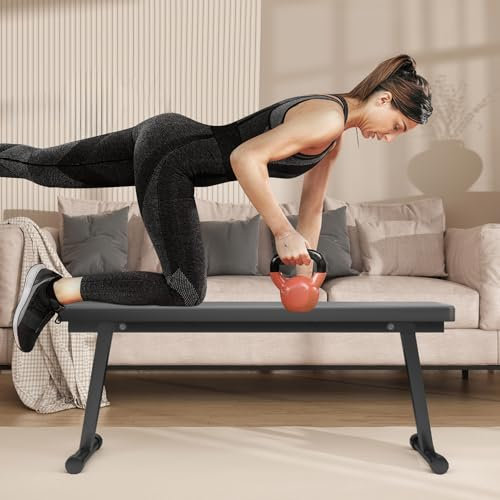 gihusrzx Banco de pesas plano, banco de entrenamiento plegable para gimnasio en casa, prensa de banco plana para entrenamiento de cuerpo completo, prensa de banco de entrenamiento de fuerza ajustable,