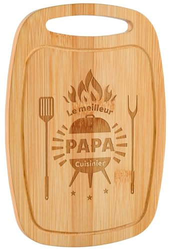 AUROAY Cadeau Papa, Planche à Découper en Bamboo Épaisse, Planche Découper Gravée Unique pour Cadeau Anniversaire Papa, Fête des Pères, Cadeau Noël