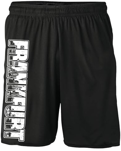 UGLYSHIRT Vintage Skyline Frankfurt Shorts | Sweatshorts Fanartikel City Stadt Fussball Kurze Hose Retro Vintage