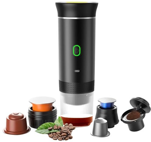 AEX Portable Coffee Maker – USB C Rechargeable Self Heating Espresso Machine, Coffee Brewer, Compact Electric Device for Office, Camping & Travel – Brew Ground Coffee Machine