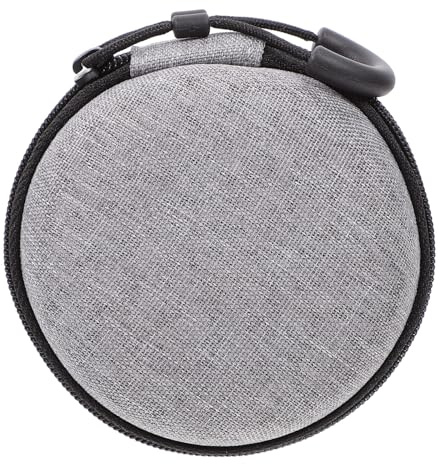 BAZEITFLOW Estuche de Gran Capacidad para Auriculares y Cables Bolsa Portátil Redonda Gris con Diseño Resistente Cordón para Colgar Mochila