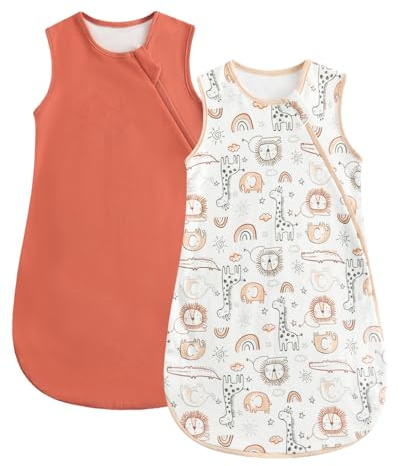 WYTbaby 2er Pack Baby Schlafsack 1 Tog, 100% Baumwolle Babyschlafsack für Kleinkind Neugeborene Jungen Mädchen 0-24 Monate