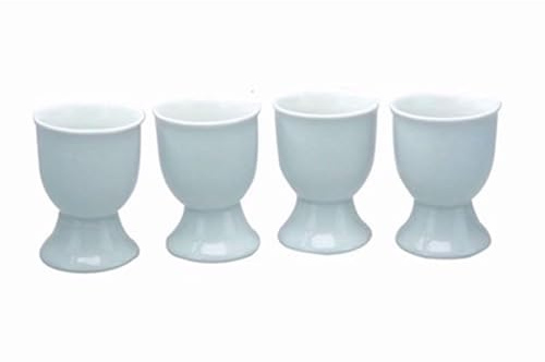 Set of 4 Ceramic Egg Cups – Classic Porcelain Egg Holders for Boiled Eggs, Sturdy & Easy to Clean Breakfast Tableware