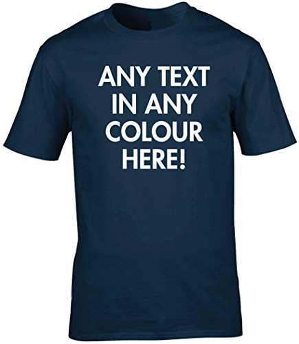 Hippowarehouse Personalised T-Shirt UK Unisex Short Sleeve Printed Text Image Photo Mens Womens Funny (Specific Size Guide in Description) Navy Blue