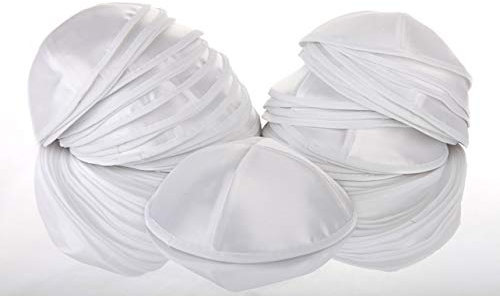 25 White Satin Kippah Yarmulke Tribal Jewish Yamaka Kippa Israel Hat Covering Cap by Body-Soul-n-Spirit Kippahs