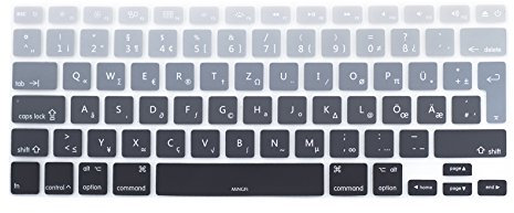 MiNGFi Deutsche QWERTZ Silikon Tastatur Schutz Abdeckung für MacBook Pro/Air (2008-2015) Modell A1278 A1286 A1369 A1398 A1425 A1466 A1502 EU/ISO Tastaturlayout - Grau Gradient