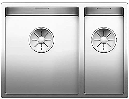 BLANCO CLARON 340/180-IF | Edelstahl Spüle | Einbauart: Einbau von Oben & Flächenbündig | Hauptbecken links | für 60 cm breite Unterschränke | Widerstandsfähig gegenüber Kratzern | [58,5x44x19,9 cm]