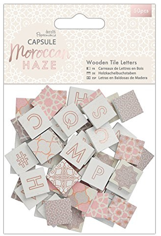 Papermania Capsule Wooden Tile Letters, Wood, Moroccan Haze, 15 x 10.5 x 2 cm