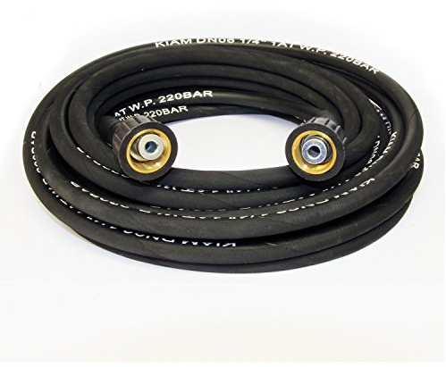 Kiam Power Products 10m 1/4 Rubber High Pressure Hose for Pressure Washers with M22 Female Screw Thread