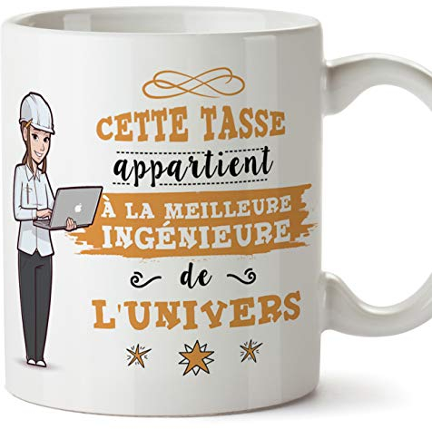 Mugffins Ingénieure Tasses Originales de café et Petit-déjeuner à Donner Travailleurs Professionnels - Cette Tasse Appartient à la Meilleure Ingénieure de l'univers - Céramique 350 ML