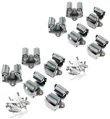 Wiltec Gerätehalter aus Stahl 10x mit Klemmhalter als Wandhalterung Gerätehalter Besenhalter zur Wandmontage in Garage Werkstatt Keller