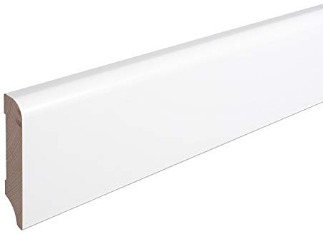 Sockelleiste München Buche Massivholz WEISS Oberkante Abgerundet 80mm