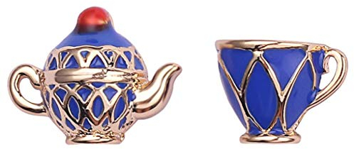 bismarckber Vintage Asymmetric Enamel Teapot Cup Ear Stud Earrings Women Fashion Jewelry