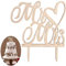 Mr Mrs Kuchendeckel Hochzeit Kuchen Topper Cake Topper Kuchendekoration für Wedding Brautpaar Torten Hochzeitsdeko (Holz Farbe)