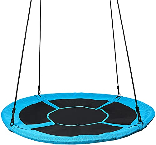 Yorbay Upgrade Balançoire nid d'oiseau pour Enfants Rond Bleu foncé Capacité de Charge 300 kg (Diamètre 150 cm)