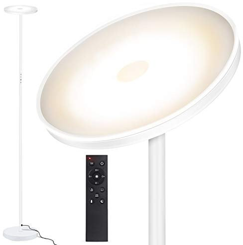 OUTON LED Uplighter Floor Lamp 30W 3000LM, Bright Modern Torchiere Dimmable Standing Lamp, Remote Touch Control & 4 Color Temperatures, 1 Hour Timer for Living Room, Bedroom, Office, White